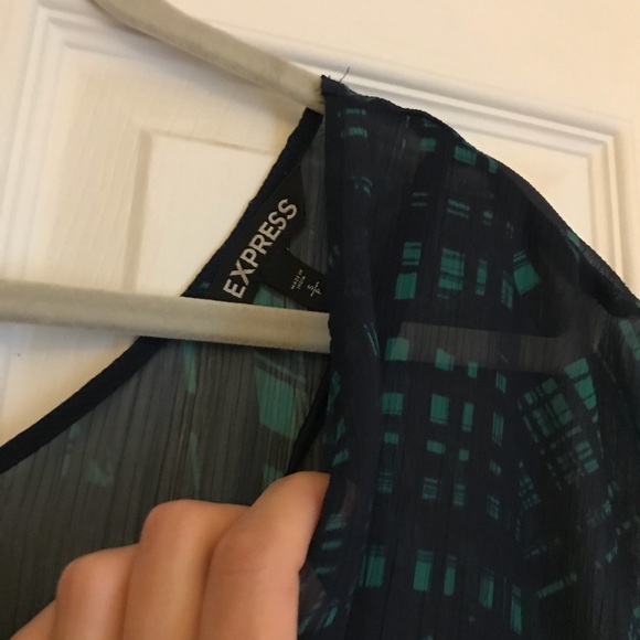 Green and Navy Fit and Flare Dress with Slip - Picture 4 of 6